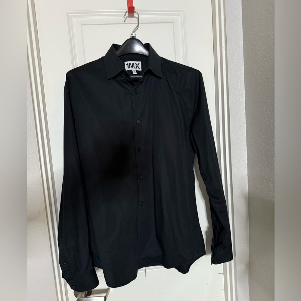 Express Men’s Extra Slim Fit Buttoned-Up Black Shirt (Men’s Medium)